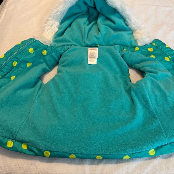 Gymboree Puffer Vest Faux Fur Hood Toddler Kids 2T-3T Polka Dots Toggle Buttons - Picture 6 of 10